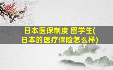 日本医保制度 留学生(日本的医疗保险怎么样)